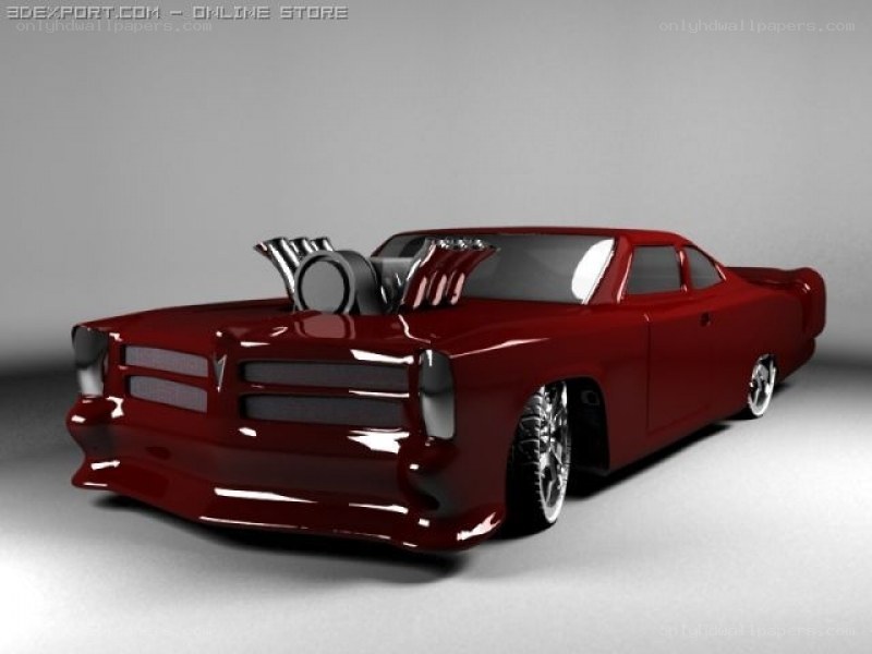 red custom car with supercharger