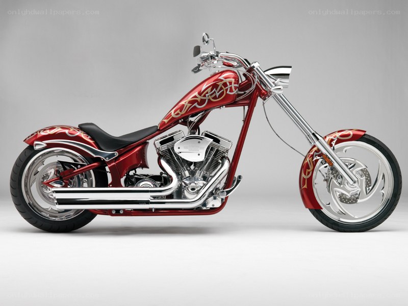 red custom chopper motorcycle