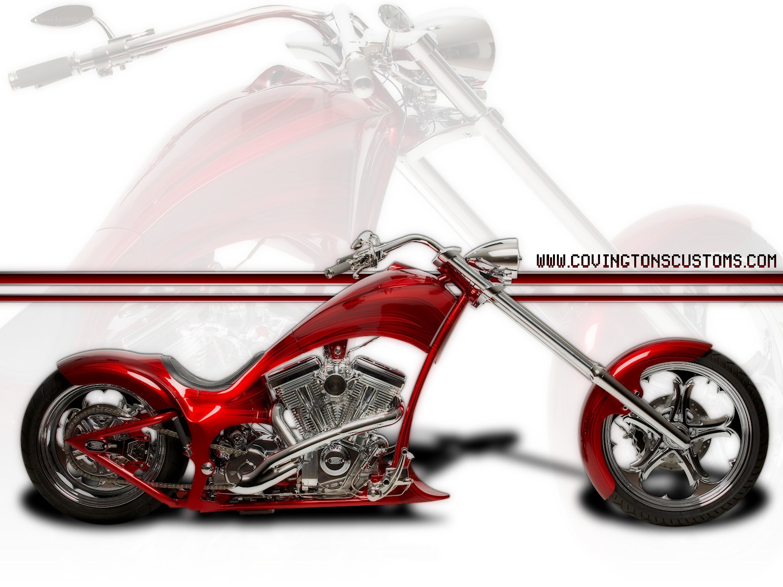 Red custom chopper motorcycle
