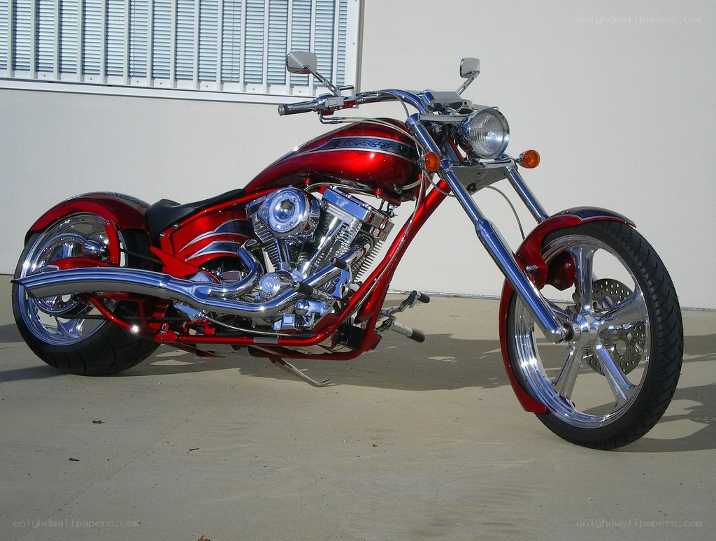 red custom chopper motorcycle