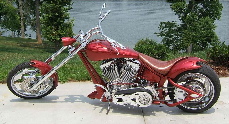 red custom chopper motorcycle