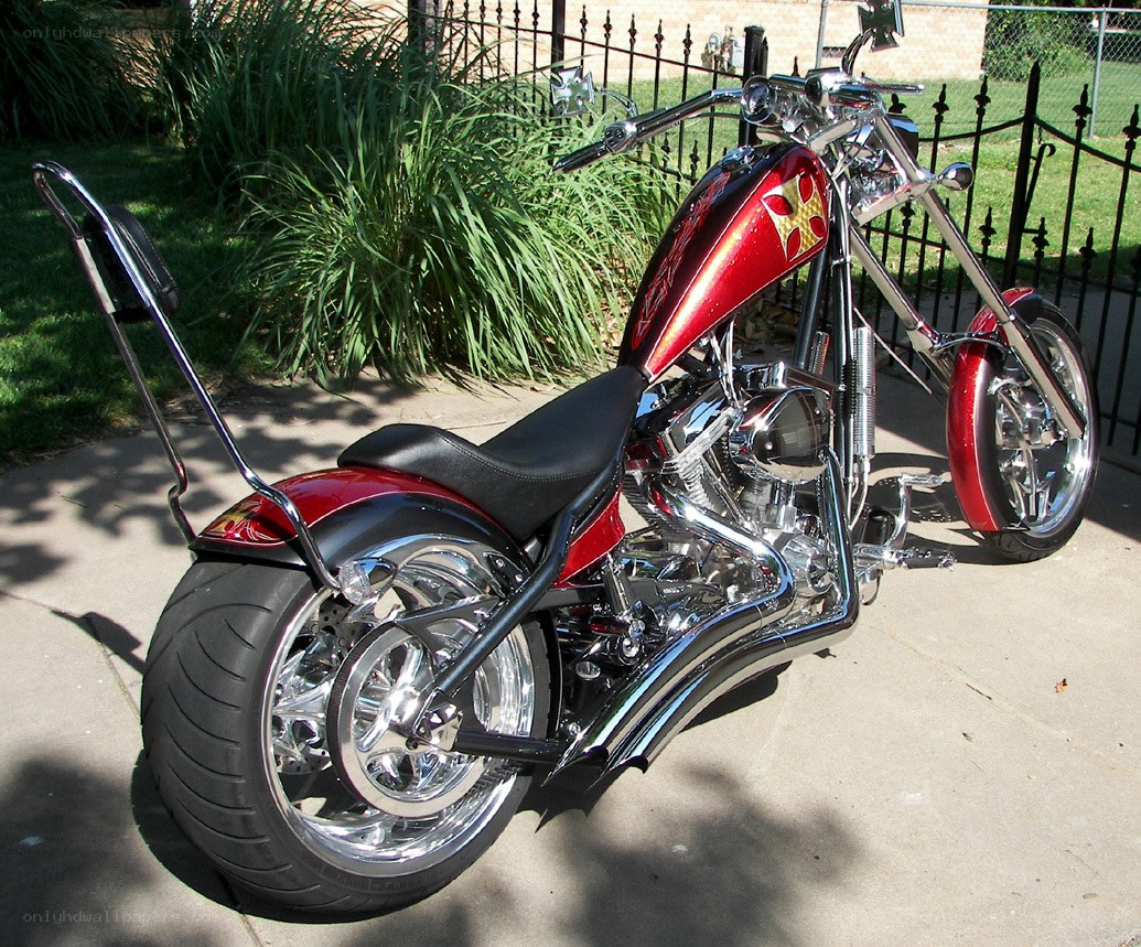 red custom chopper motorcycle