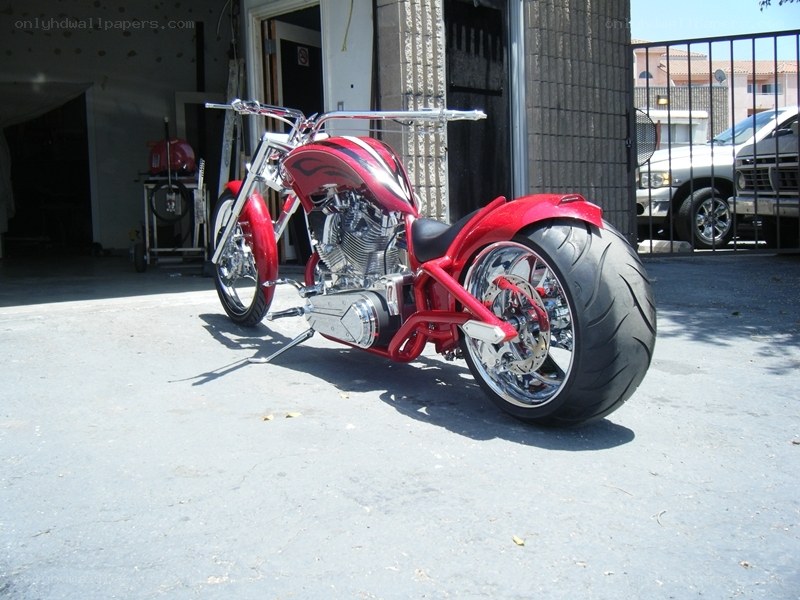 red custom chopper motorcycle