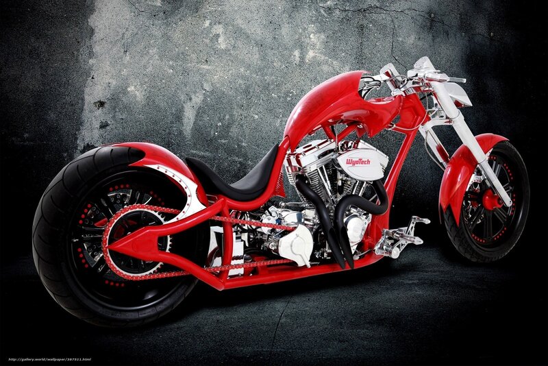 Red custom chopper motorcycle
