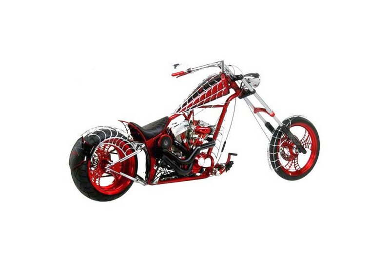 red custom chopper motorcycle