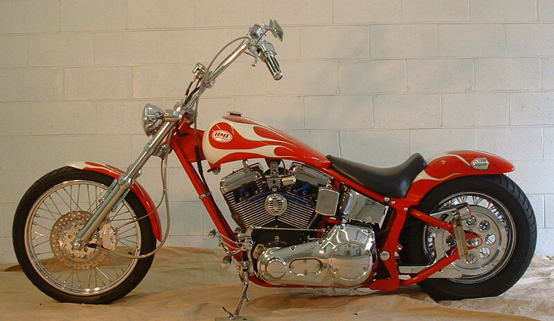 red custom chopper motorcycle