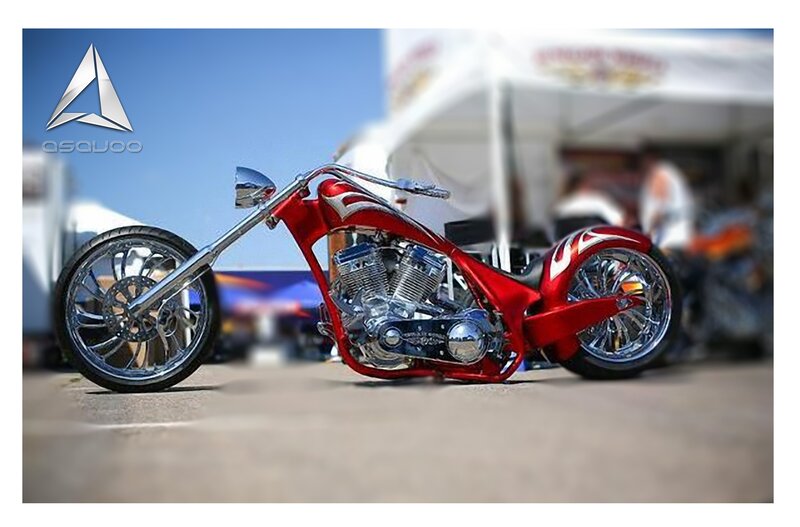 Red custom chopper motorcycle