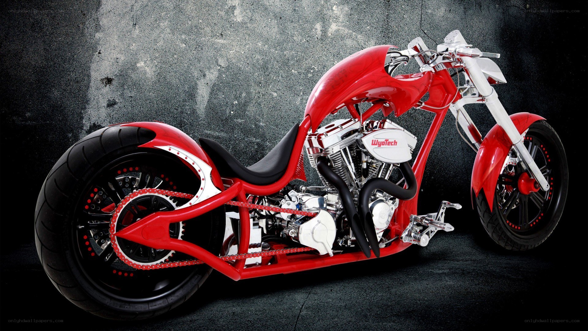 red custom chopper motorcycle