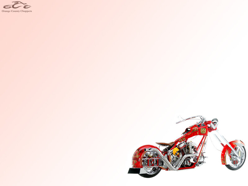 Red Custom Chopper Motorcycle — Clean