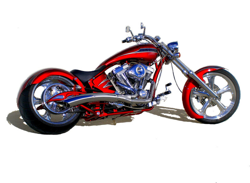 Red Custom Chopper Motorcycle — Neutral