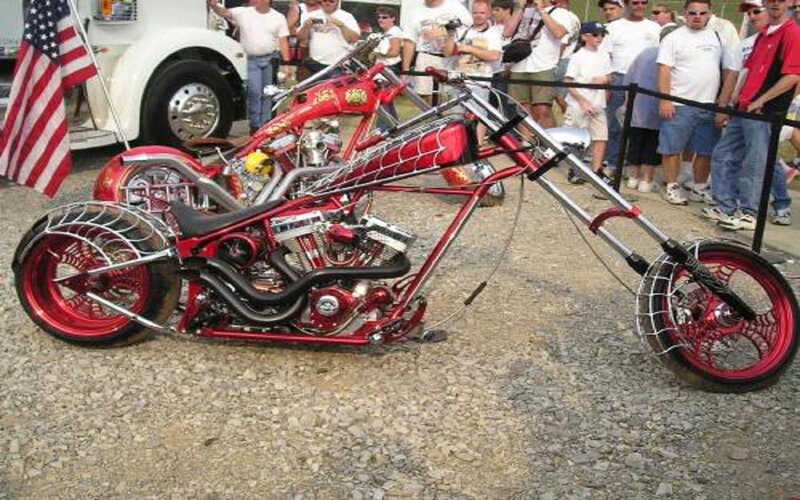 Red Custom Chopper Motorcycle — Outdoor