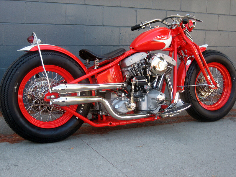 Red Custom Chopper Motorcycle — Static