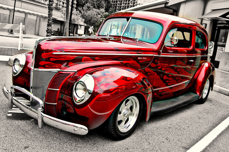 Red custom classic car