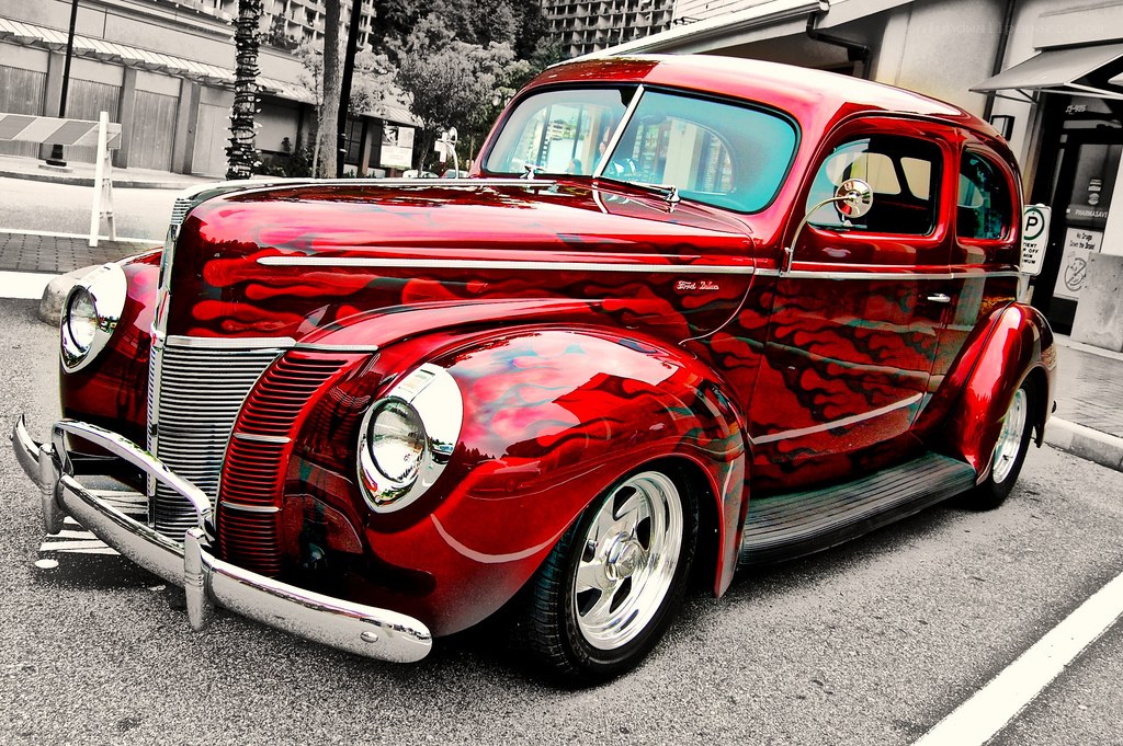 Red custom classic car