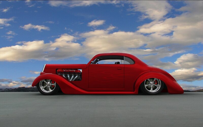 Red custom hot rod car
