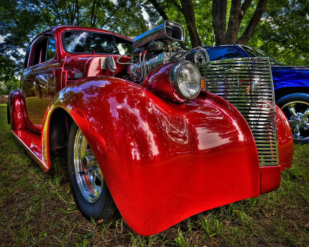 Red custom hot rod car