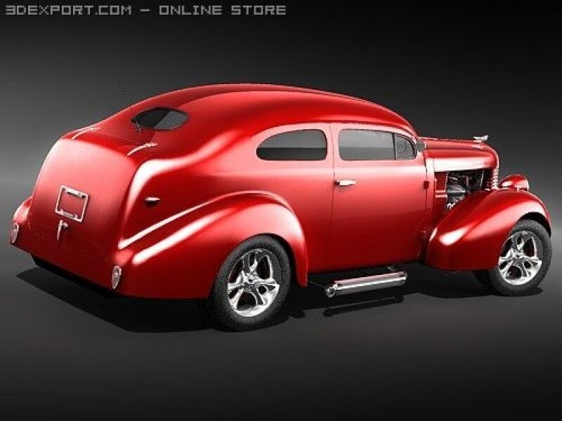 Red Custom Hot Rod Car — Dramatic, 3d Render