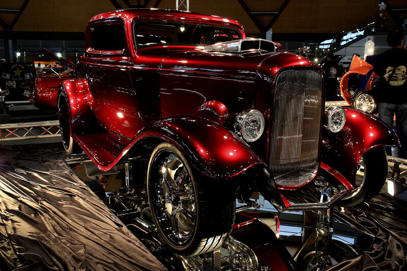 Red Custom Hot Rod — Dramatic, Photograph, Car Show