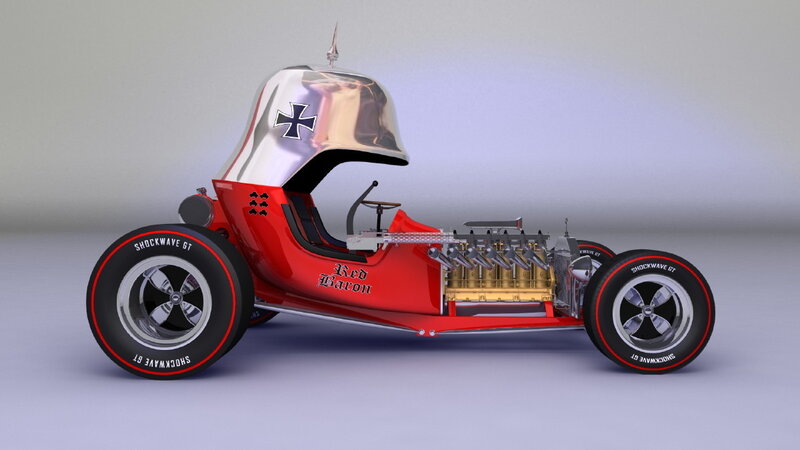 Red Custom Hot Rod — Mechanical