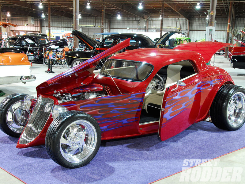 Red Custom Hot Rod — Showcase, Photograph, Car Show, Open Hood