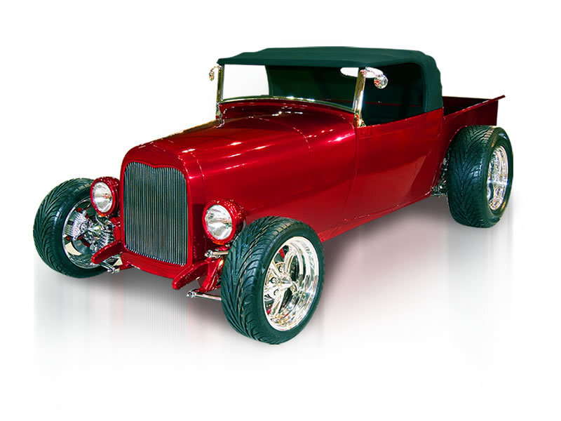 red custom hot rod truck