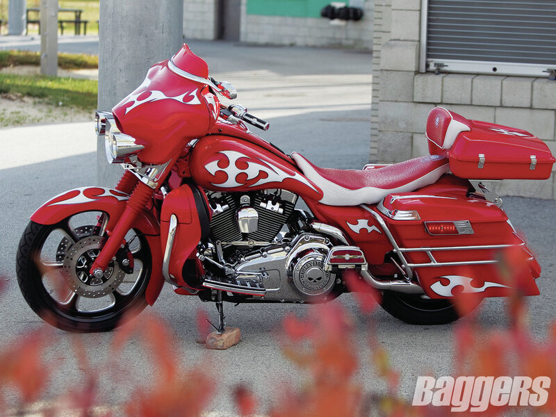 Red Custom Motorcycle — Calm, Afternoon