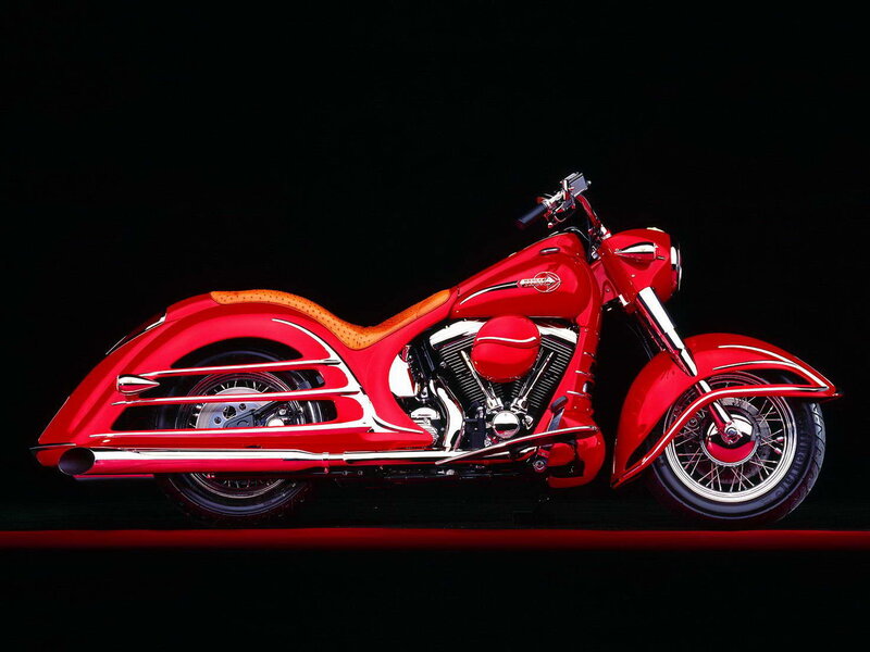 Red Custom Motorcycle — Dramatic, Photograph, Seat