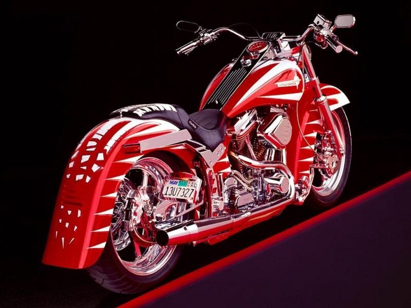 Red Custom Motorcycle — Dramatic