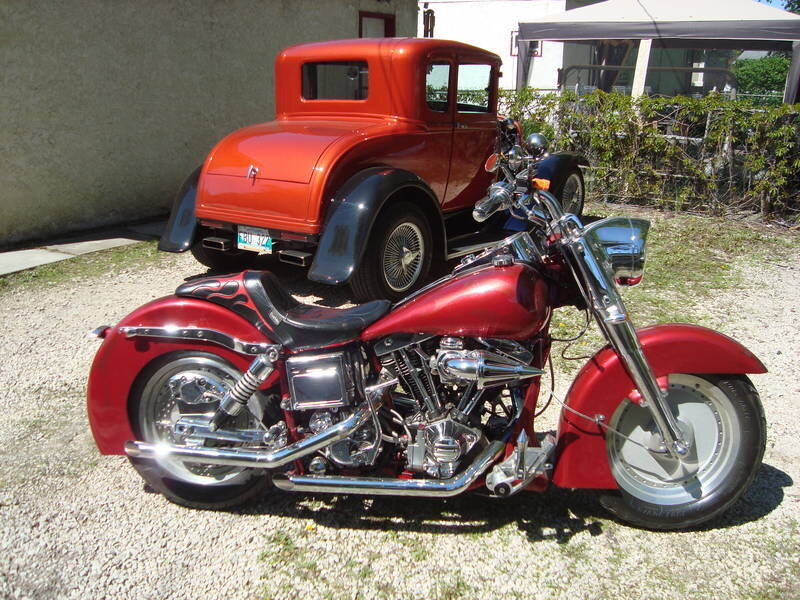 Red Custom Motorcycle — Outdoor