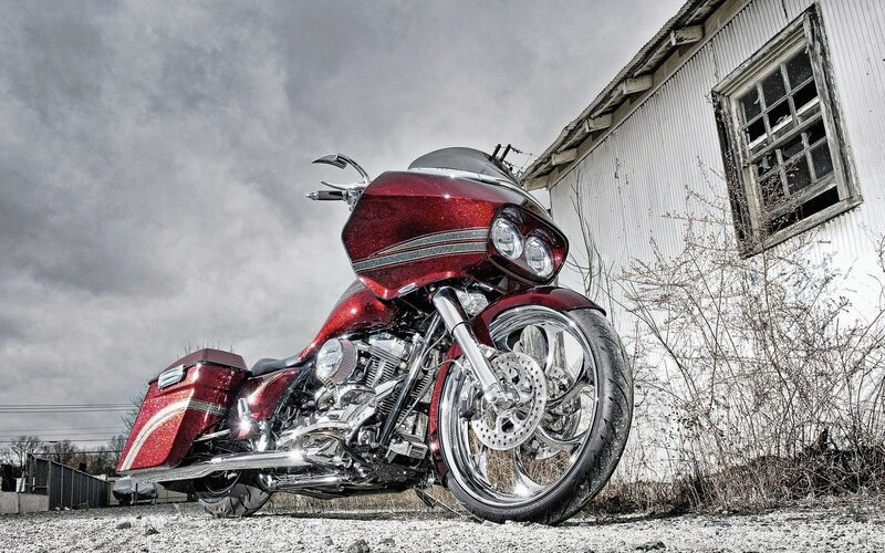 red custom motorcycle parked