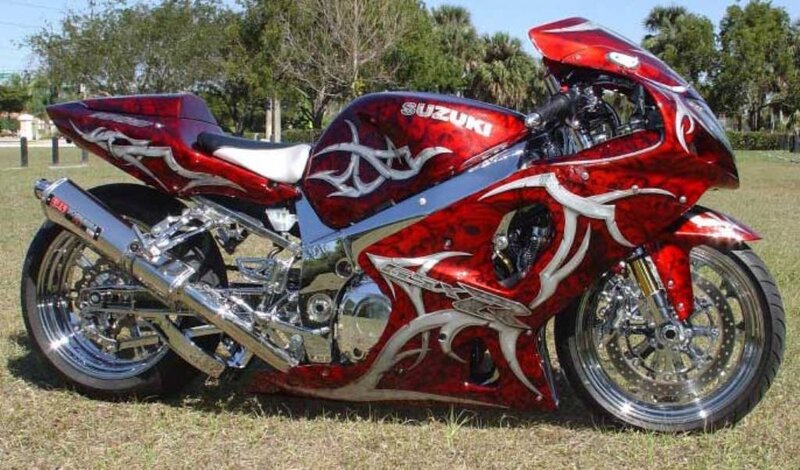 Red Custom Motorcycle — Showcase, Afternoon, Photograph