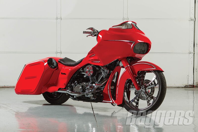 Red Custom Motorcycle — Showcase, Photograph, Saddlebags