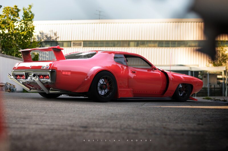Red Custom Muscle Car — Dramatic
