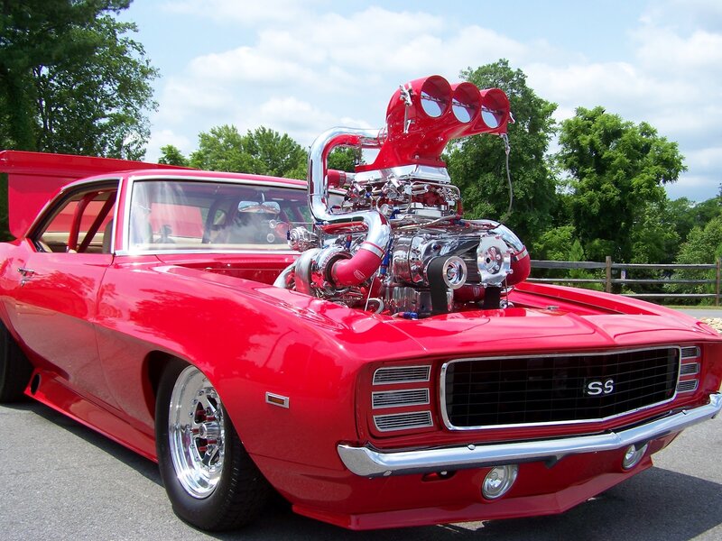 Red Custom Muscle Car — Showcase, Afternoon