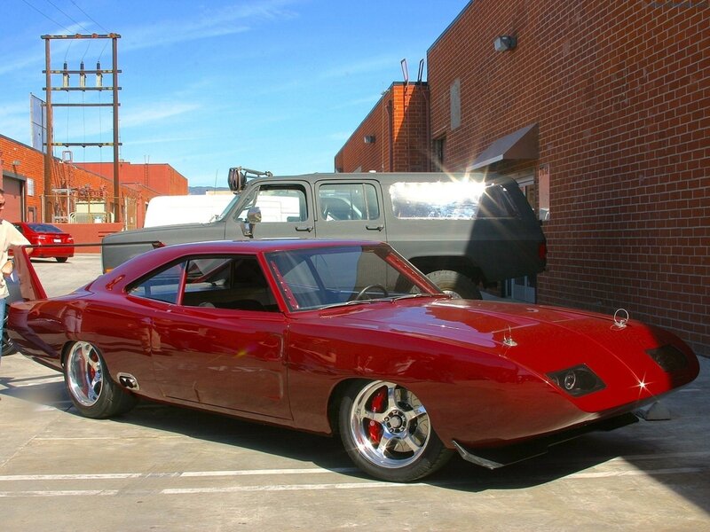 Red custom muscle car