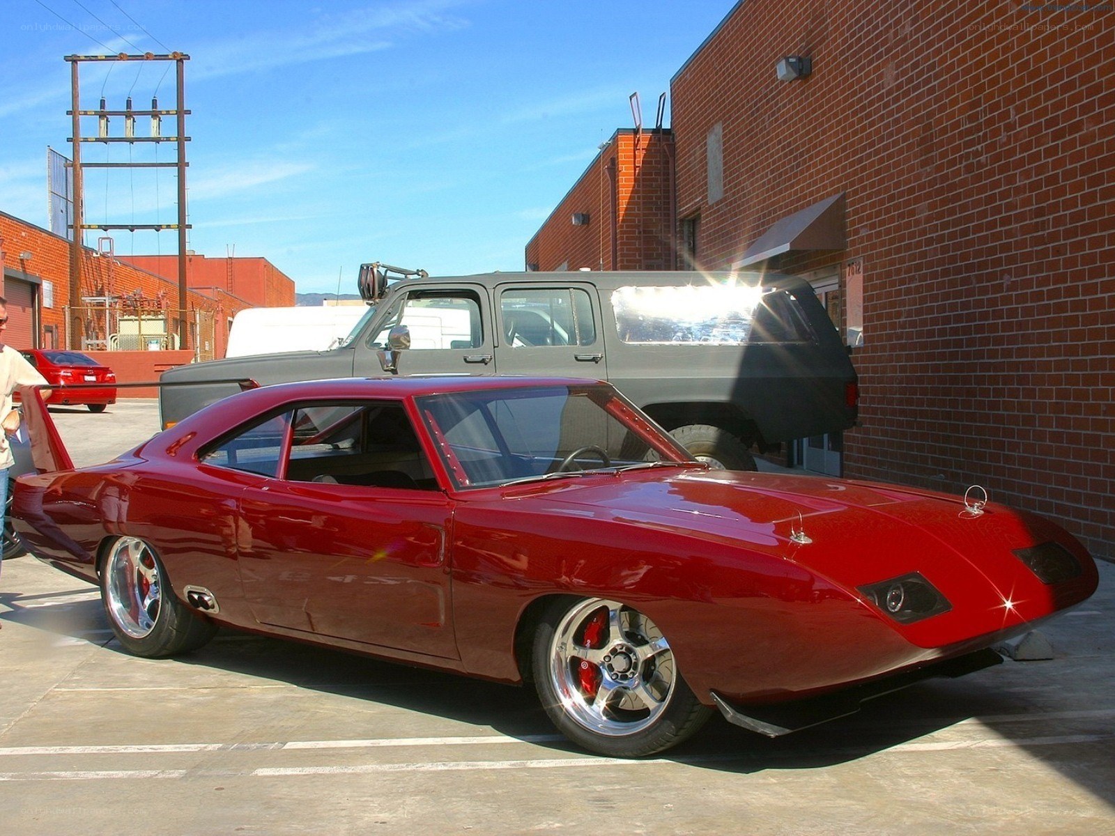 Red custom muscle car