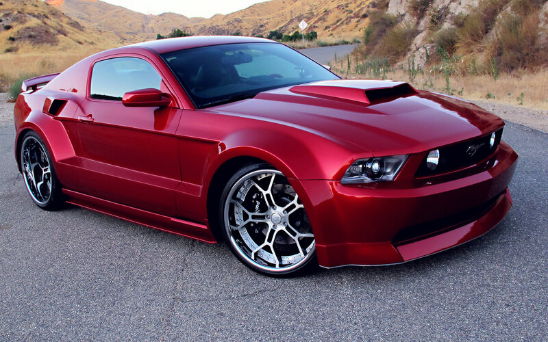 Red Custom Mustang — Dramatic, Afternoon
