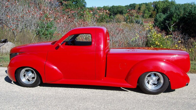 Red custom pickup truck