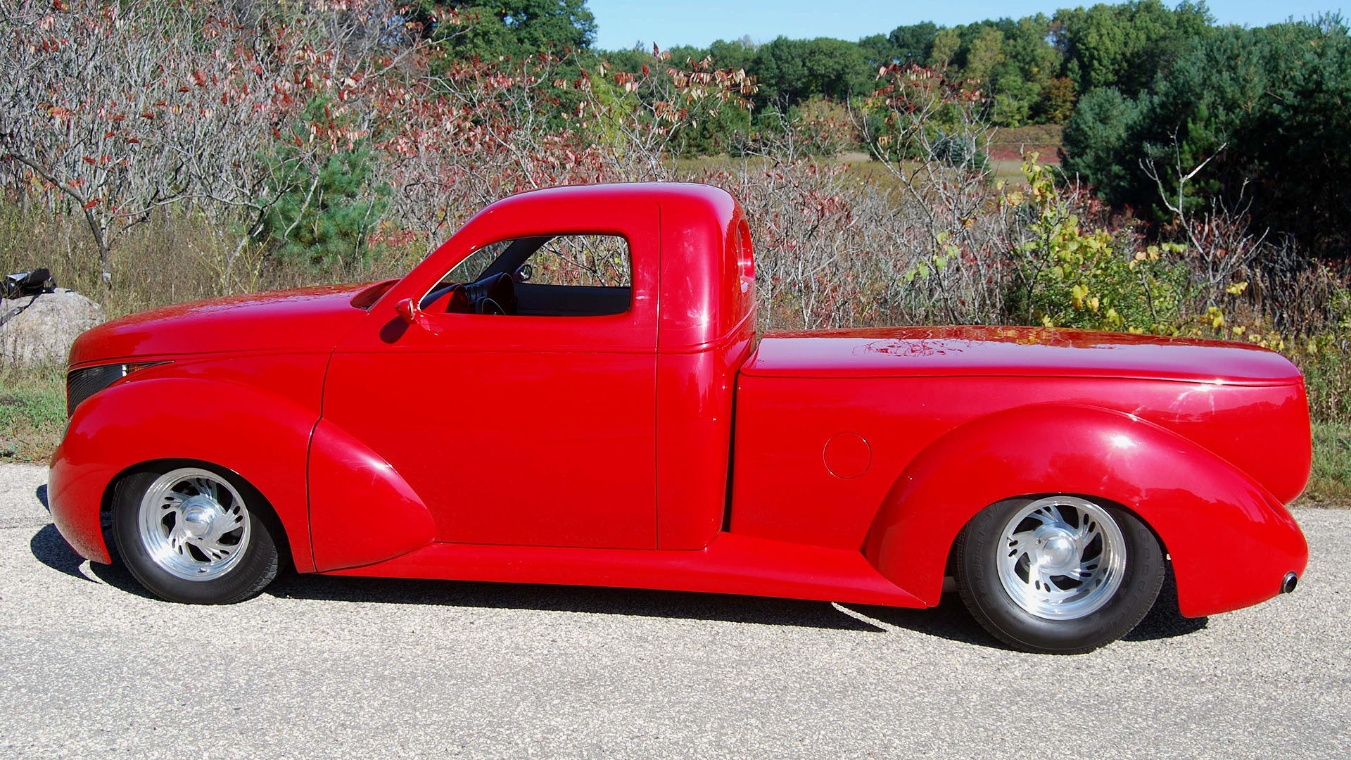 Red custom pickup truck