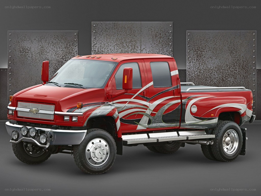 red custom pickup truck