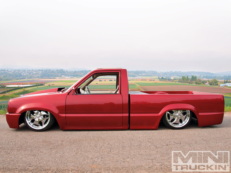 Red Custom Pickup Truck — Calm, Morning