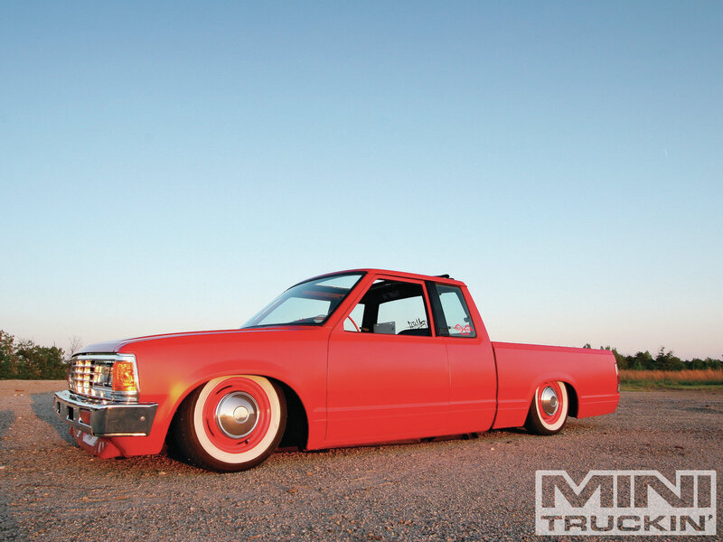 Red Custom Pickup Truck — Calm, Sunset, Photograph