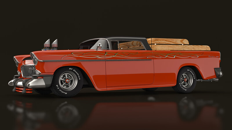 Red Custom Pickup Truck — Dramatic, 3d Render