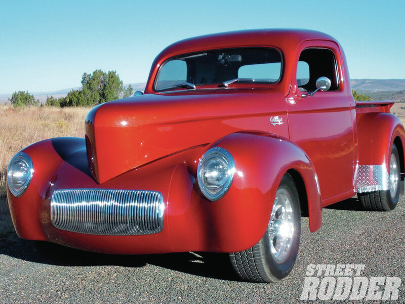 Red Custom Pickup Truck — Dramatic, Afternoon, Photograph, Grille