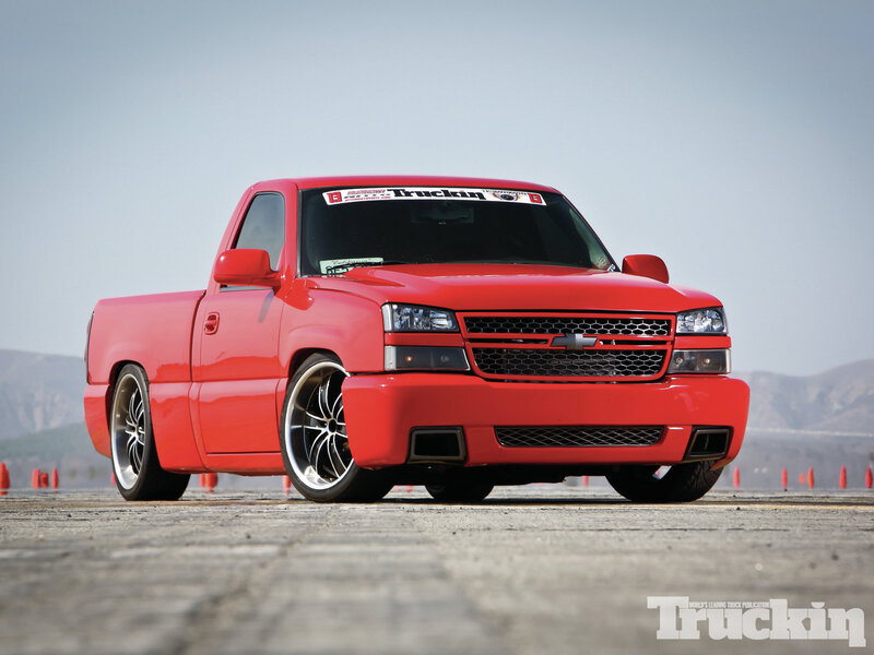 Red Custom Pickup Truck — Dramatic, Afternoon, Photograph, Mountains