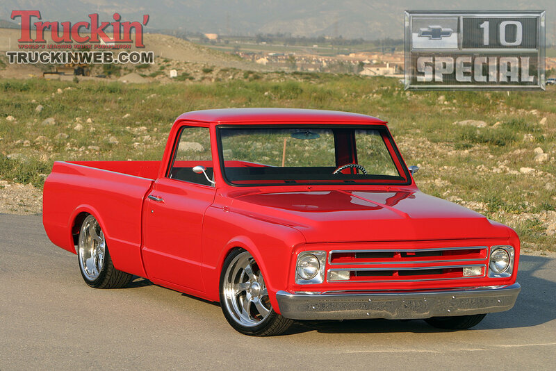 Red Custom Pickup Truck — Dramatic, Afternoon