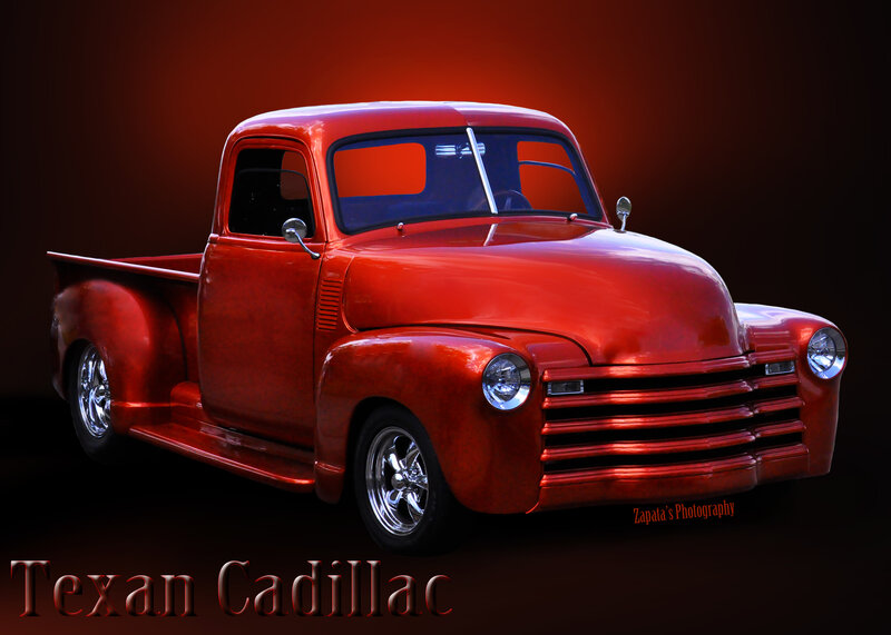 Red Custom Pickup Truck — Dramatic, Photograph