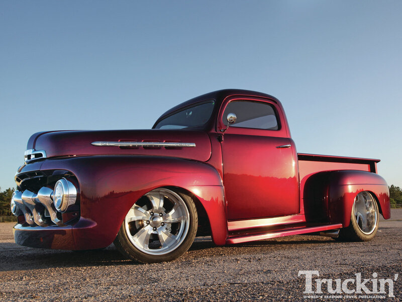 Red Custom Pickup Truck — Dramatic, Sunset, Photograph, Grille