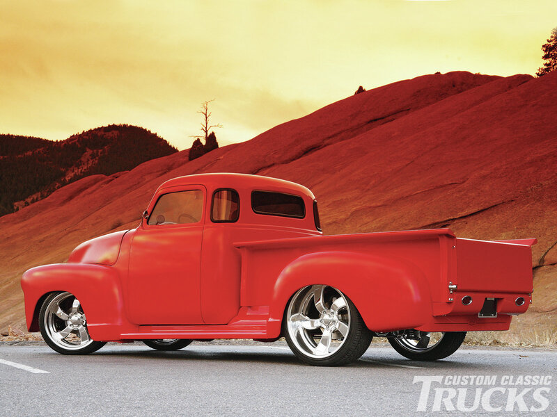 Red Custom Pickup Truck — Dramatic, Sunset, Photograph