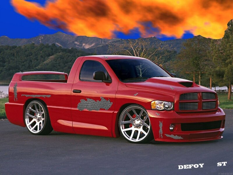 Red Custom Pickup Truck — Dramatic